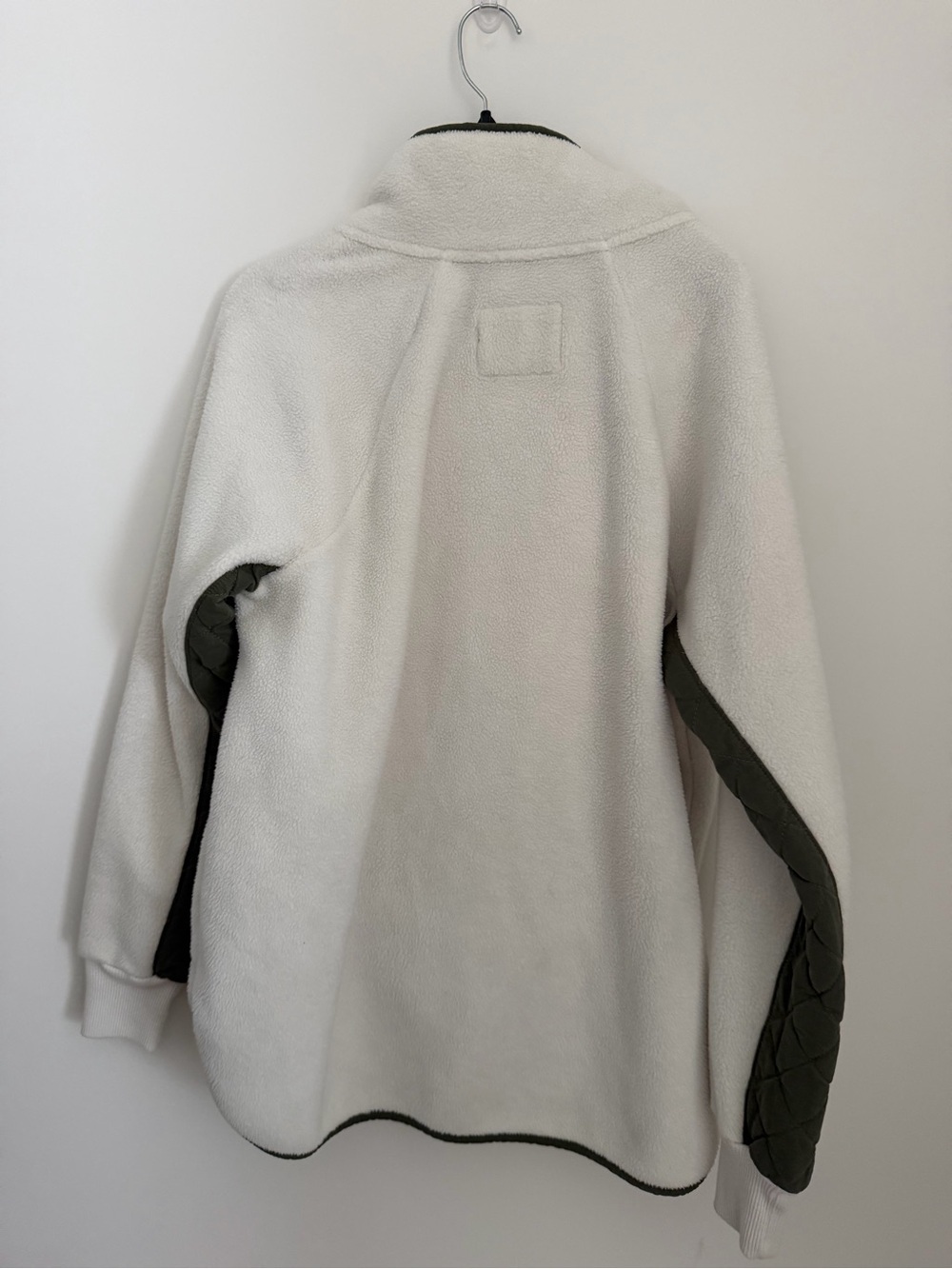 Abercrombie & Fitch Quilted Olive & Cream Fleece Pullover Women’s Large - Picture 6 of 7